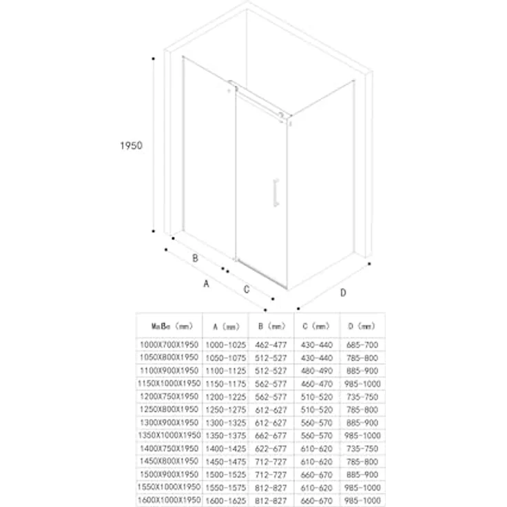 Mai & Mai Eckdusche Duschkabine Schiebetür Duschabtrennung Rechteckig 8mm ESG Nano Rav17, BxT: 120x70 cm, Klarglas mit Aluminium Rahmen und beidseitiger NANO-Beschichtung – Bild 7