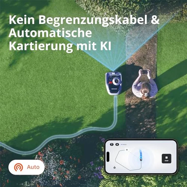 Segway Navimow i105E Mähroboter ohne Begrenzungskabel 500 m², RTK+Vision Rasenmäher Roboter, KI Automatische Kartierung, Virtuelle Begrenzung, Mehrzonen-Management – Bild 3
