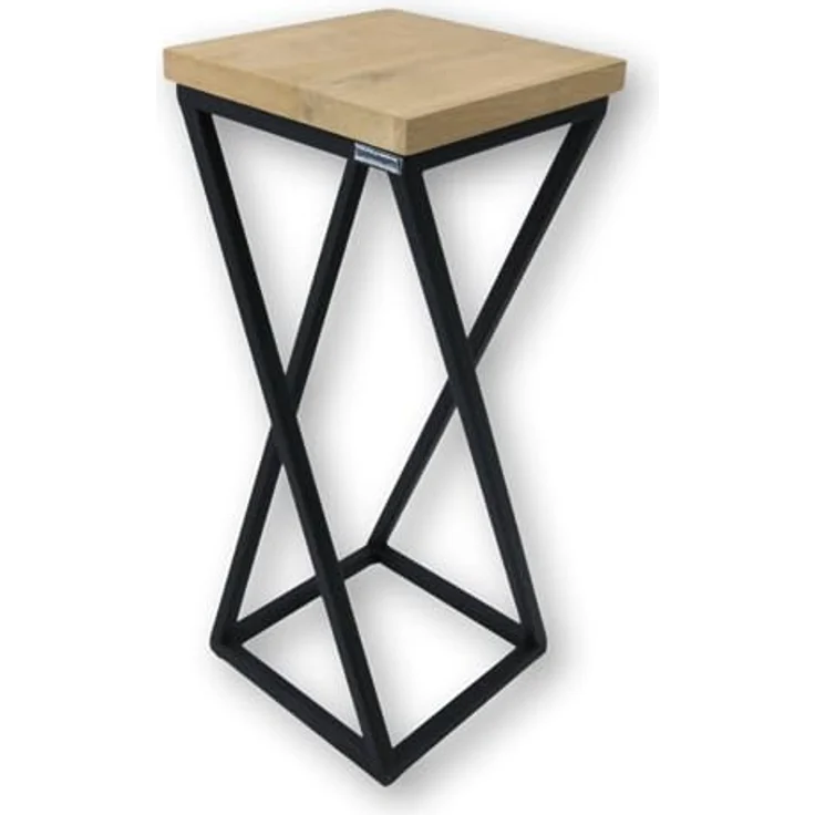 holz4home® Blumenständer Blumenständer, X-Streben - Eiche hellgrau/Schwarz, Loft-/Industrial-Style – Bild 2
