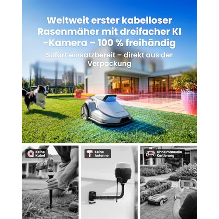 TERRAMOW V600, Mähroboter für Flächen bis 600m² mit TerraVision 2.0 und KI-gestützter Hindernisvermeidung – Bild 2
