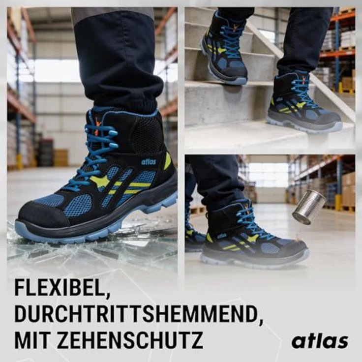 Atlas FLASH 8205 XP, knöchelhoher Sicherheitsschuh S1P ESD SRC mit metallfreier Durchtritthemmung und 3D-Dämpfungssystem, Größe 39 – Bild 5