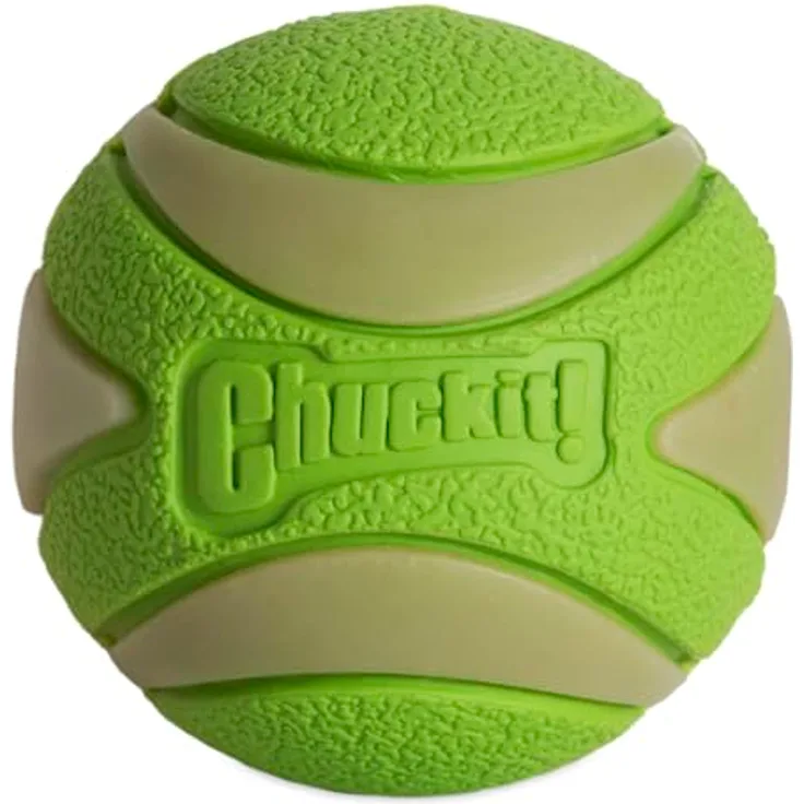 Chuckit! Max Glow Ultra Squeaker Ball, phosphoreszierender Quietschball für Hunde, leuchtet im Dunkeln, fördert die Bindung, mittel, Durchmesser 6,5 cm