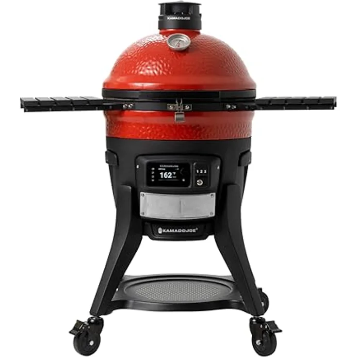 Kamado Joe Konnected Joe Grill, Holzkohlegrill mit automatischer Entzündung, digitaler App-Steuerung und 2-Tier Divide & Conquer-System, 18″ Durchmesser
