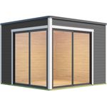 LASITA MAJA Gartenhaus PALERMO 3, BxT: 300x302 cm, inkl. Fussbodenbretter - Modernes Gartenhaus aus 28mm Fichtenholz, mit großen Schiebtüren über Eck, naturfarben