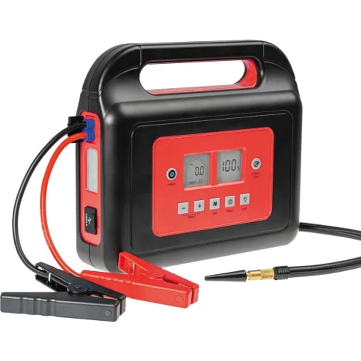 WALTER WWS-SKP12-C01, 12V Li-Ion Starthilfegerät mit Kompressor, 800A Starthilfe, inkl. USB 3.0 & USB-C Anschlüsse, LED-Leuchte mit 3 Modi – Bild 1