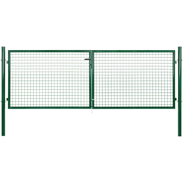 JUNGELMAR Carat Doppeltor 2-flg. 3000x1000 mm, moosgrün RAL6005, mit geraden Drahtstäben und Kunststoff-Torgriff