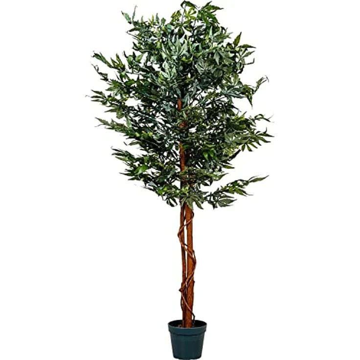 PLANTASIA Kunstpflanze Zimmerpflanze 150 cm, künstlicher Marihuanastrauch mit Echtholzstamm, 600 detailreiche Blätter – Bild 1