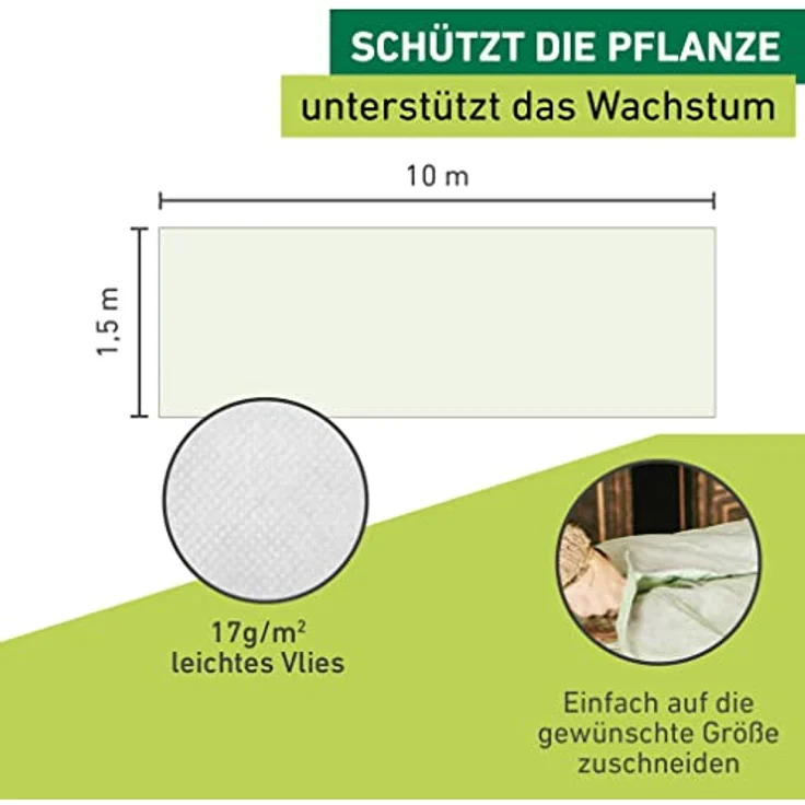 Windhager Garten-Vlies Aktion, Gartenvlies Gartenfolie Abdeckvlies Frostschutz, wachstumsförderndes Mikroklima, Weiß, 10 x 1,5 m, 06257 – Bild 3