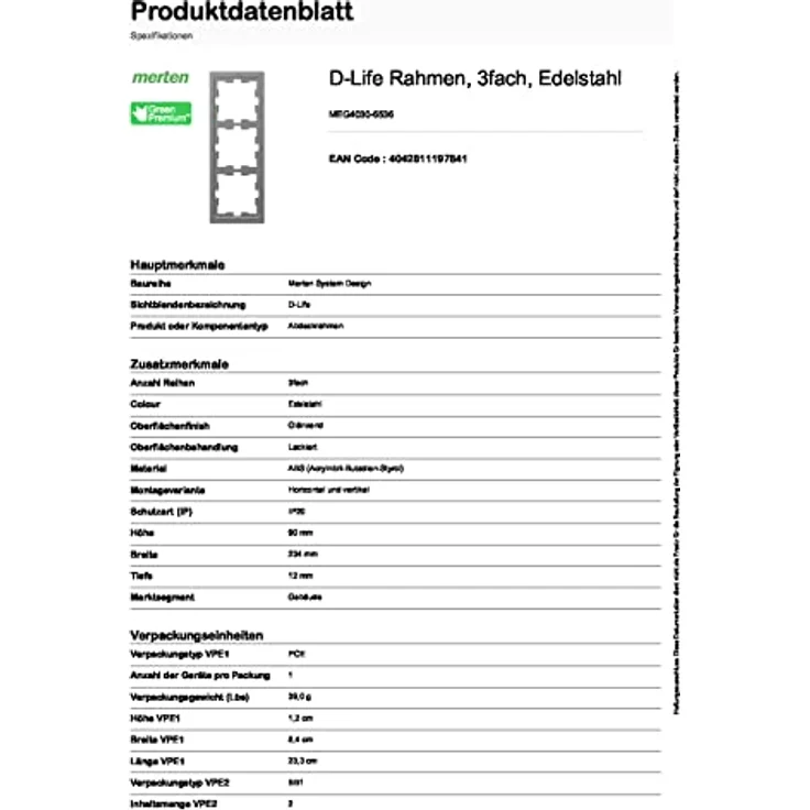 Merten Abdeckrahmen 3fach D-Life, Edelstahl, glänzende Oberfläche, für Senkrecht- und Waagerechtmontage – Bild 2