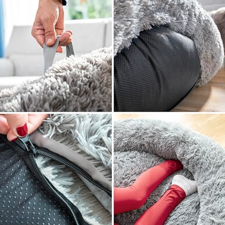InnovaGoods Cloft Hundebett, großes Antistress-Hundebett aus Polyestergewebe, grau, mit abnehmbarem und waschbarem Bezug – Bild 5