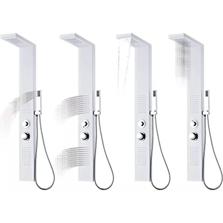 vidaXL Duschpaneel Aluminium Weiß Regendusche Duscharmatur Badarmatur Duschset – Bild 3