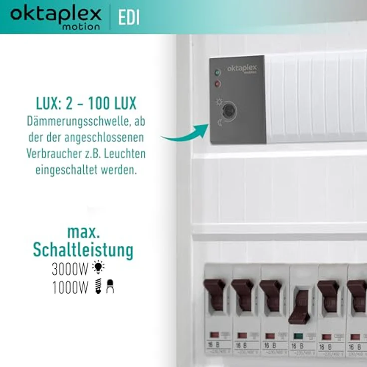 Oktaplex motion Dämmerungsschalter 2er Set Edi Dämmerungssensor mit externe Sonde, für Hutschiene EN50022 TH35 35mm, Anthrazit – Bild 5