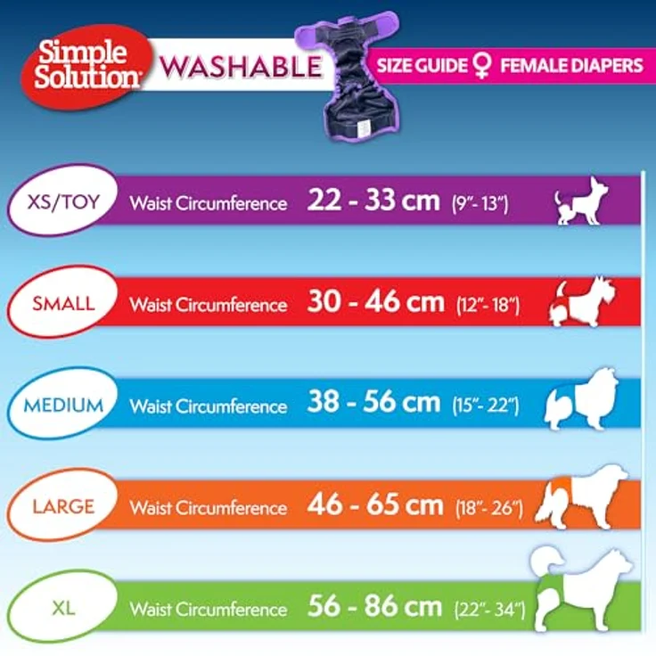 Simple Solution Waschbare Hunde Windeln S, super-absorbierend für Hündinnen 4-7 kg mit repositionierbaren Verschlüssen und Schwanzloch – Bild 5