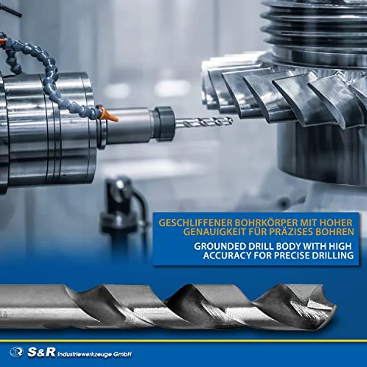 S&R Bohrer Metall HSS Stahl geschliffen Eisen 1-10 mm 118° Set 19-teilig GM Serie DIN 338 Metallbox Industriequalität – Bild 5