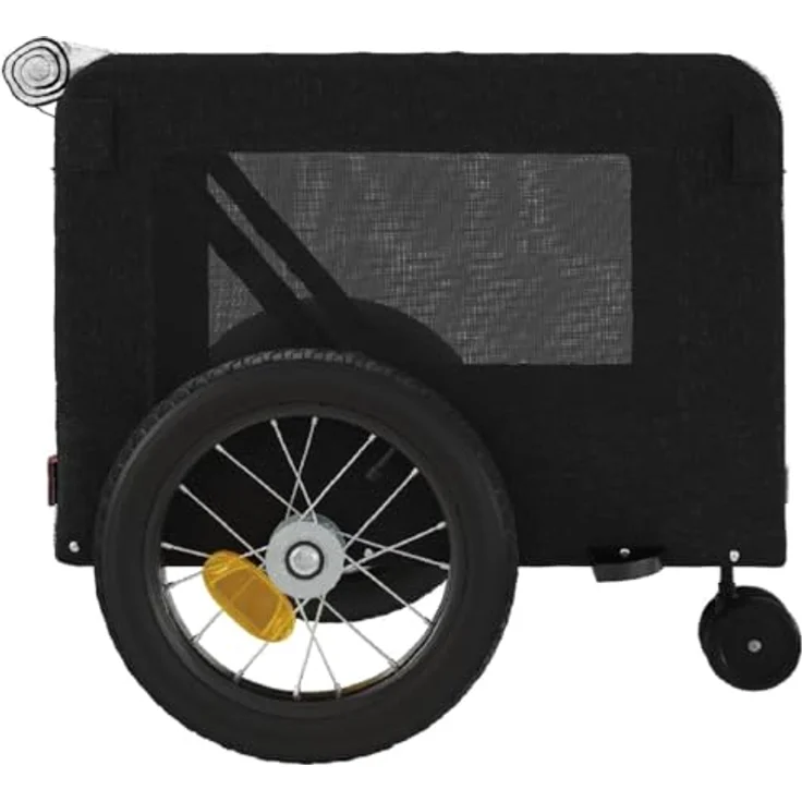 vidaXL Hunde-Transportbox Fahrradanhänger, Schwarz, Oxford-Gewebe & Eisen, max. 30 kg, mit Netzfenstern und reflektierenden Elementen – Bild 9