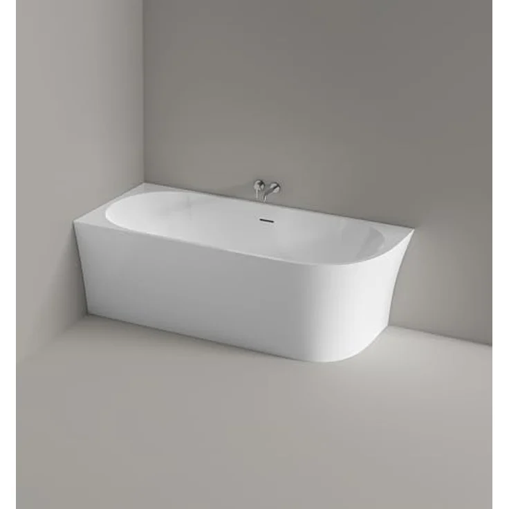 Bernstein NOVA CORNER L, Freistehende Badewanne aus hochglanzweißem Acryl, 170x78 cm, linksseitiger Einbau, doppelwandige Bauweise, komfortable Rückenschräge, mittiger Pop-up-Ablauf – Bild 3