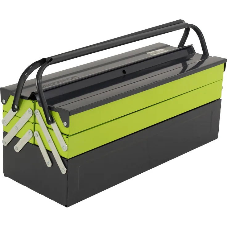 TRUTZHOLM Werkzeugkoffer Werkzeugkiste 53x20x21cm 5 Fächer aus Stahl lackiert klappbarer Griff