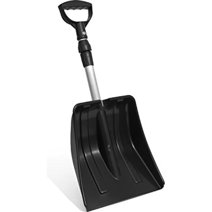 Patrol Schneeschieber Yeti, Teleskopierbarer Aluminiumstiel, D-Griff, Schwarz/Silber, 31 cm Räumbreite – Bild 1
