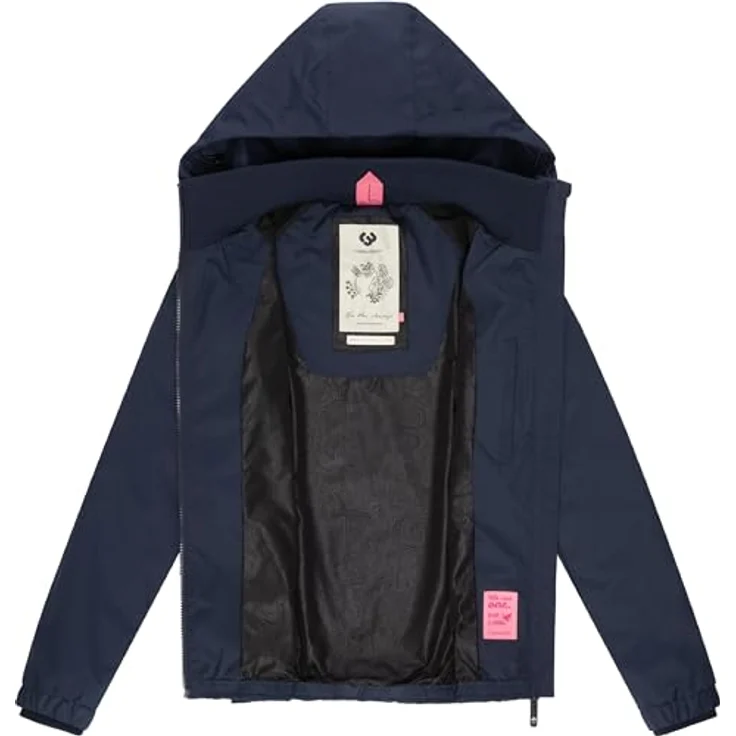 Ragwear Dizzie, Damen Jacke, wasserdicht und winddicht, gefütterte Kapuze, blau, L – Bild 5