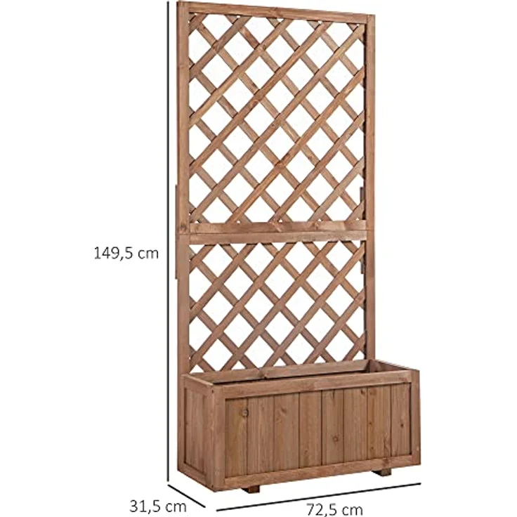 Outsunny Hochbeet Mit Rankgitter für Kletterpflanzen (Blumenkasten, 1 St., Pflanzkasten), Dekorative Konstruktion aus Tannenholz, Orange – Bild 5