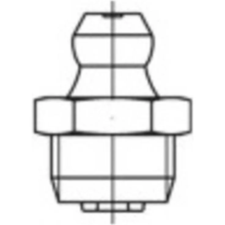 Toolcraft Kegelschmiernippel DIN 71412 S, galvanisch verzinkter Stahl, metrisches Rohrgewinde R 1/8, Sechskant 11 mm, 100 Stück