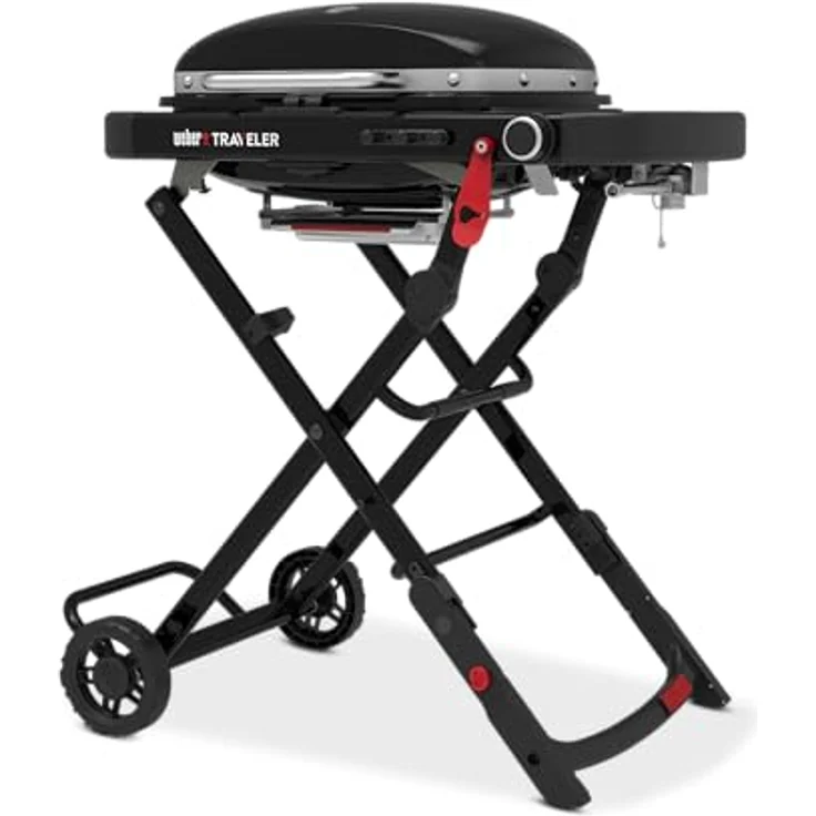 Weber Traveler Compact Gasgrill, 1 Brenner, 52 x 36cm Grillfläche, portabler Outdoor BBQ, mit Deckelthermometer - Schwarz – Bild 2