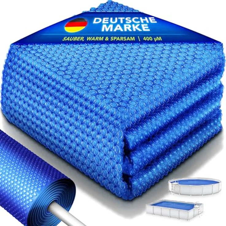 tillvex Premium Pool Solarabdeckplane 400 µm Rund 427 cm | zuschneidbar, Poolheizung für Wassererwärmung, blau – Bild 2