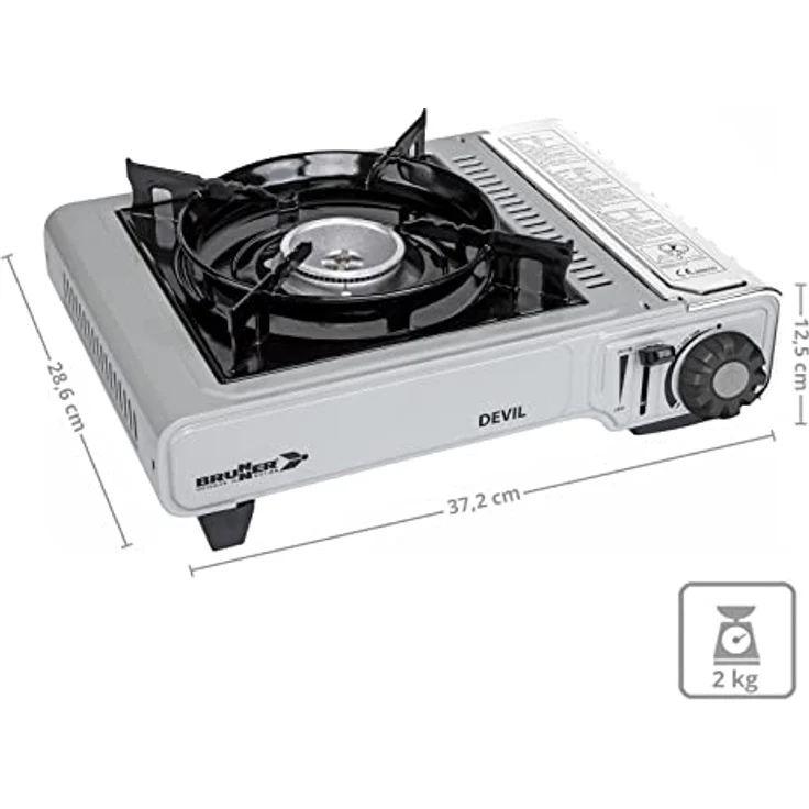 Brunner Devil, Gaskocher mit 2,5 kW Brennerleistung, kompakt und transportabel mit Koffer – Bild 2