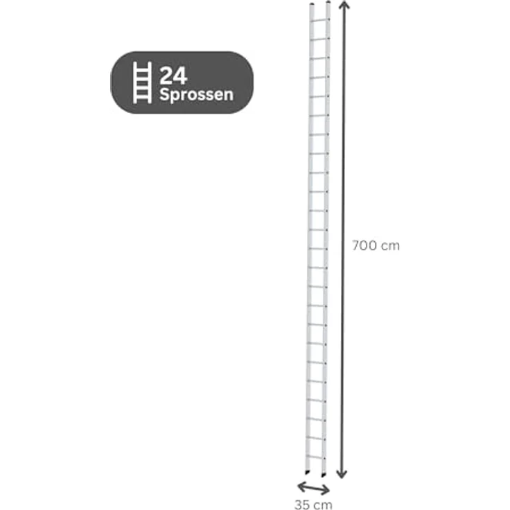 PROREGAL Sprossen-Anlegeleiter 350mm breit ohne Traverse | 24 Sprossen | Leiter, Teleskopleiter, Trittleiter, Bockleiter, Sprossen-Doppelleiter - Hochwertige funktionale Leiter von Proregal, trittfest und rutschsicher - in blau – Bild 2