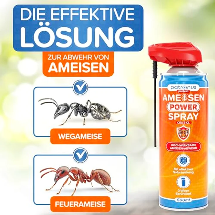 Patronus Ameisen Power Spray CEG 3 CL, hochwirksames Ameisenspray mit Sofortwirkung für Innen & Außen, 500ml – Bild 3