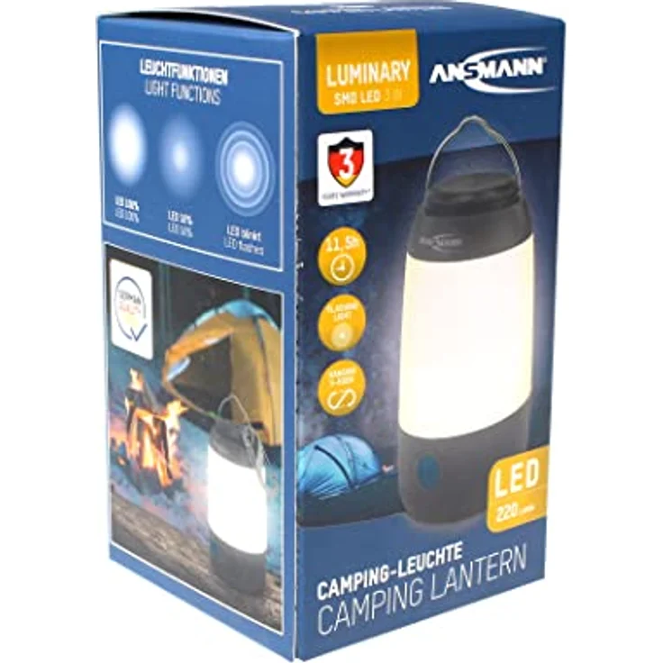 ANSMANN AG Mini Campinglampe, 3W LED mit 3 Leuchtfunktionen und Aufhängebügel, kompakte Taschenlampe – Bild 7