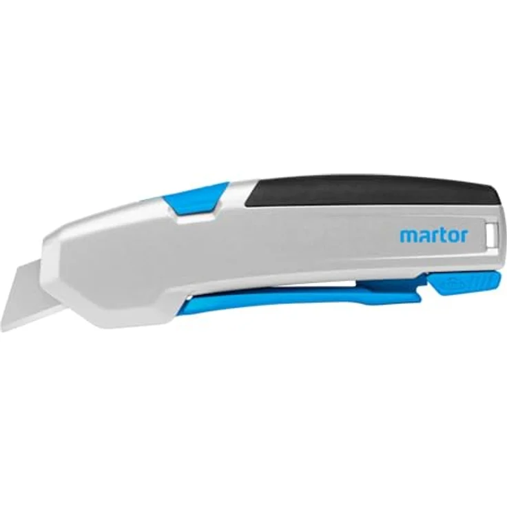 Martor SECUPRO 625, Sicherheitsmesser mit Trapezklinge, Aluminiumgriff, vollautomatischer Klingenrückzug, ergonomisch, 21 mm Schnitttiefe – Bild 1