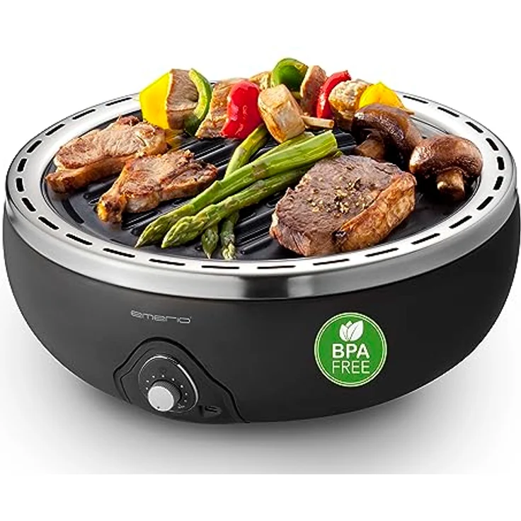 Emerio BGP-115557.1, ultra portabler Holzkohlegrill, ventilatorbetrieben, Batteriebetrieb oder mit Powerbank schnell einsatzbereit ideal für Zuhause oder unterwegs 30cm Gussrost (Durchmesser) – Bild 1