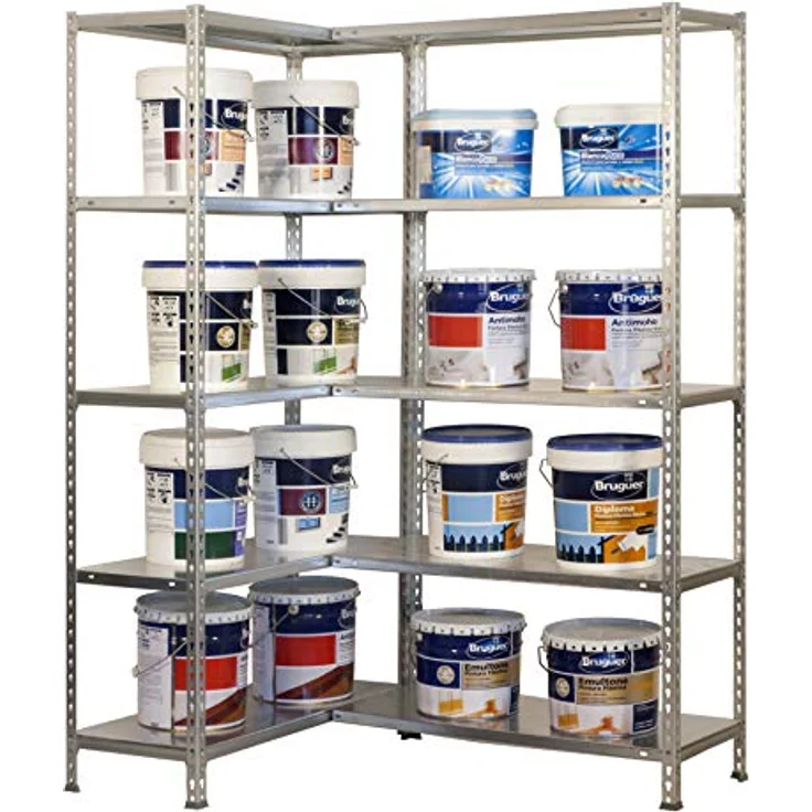 Simonrack Simonclick Eckregal Simoncorner, 180 x 100 x 40 cm, Traglast 80 kg pro Boden, 10 höhenverstellbare Böden, Silber/Silber – Bild 4