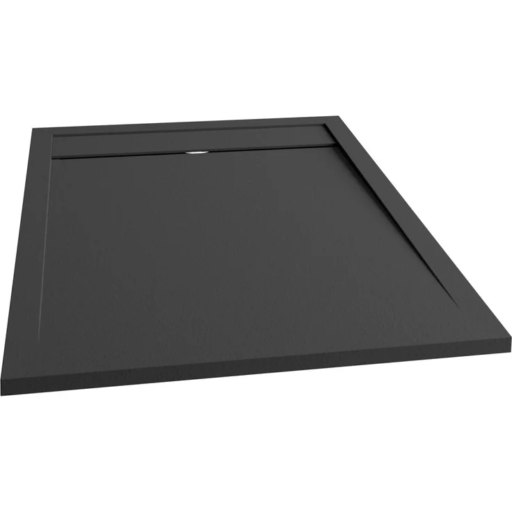 Schulte Duschwanne Lineastone ExpressPlus, rechteckig 120 cm x 100 cm, anthrazit, rutschhemmend, extraflach, flexible Montageoptionen