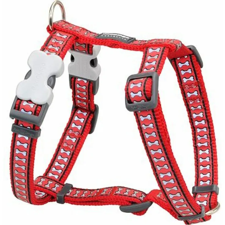 Red Dingo Hunde-Geschirr Rot Knochen, Reflektierend, Halsumfang 37-61 cm