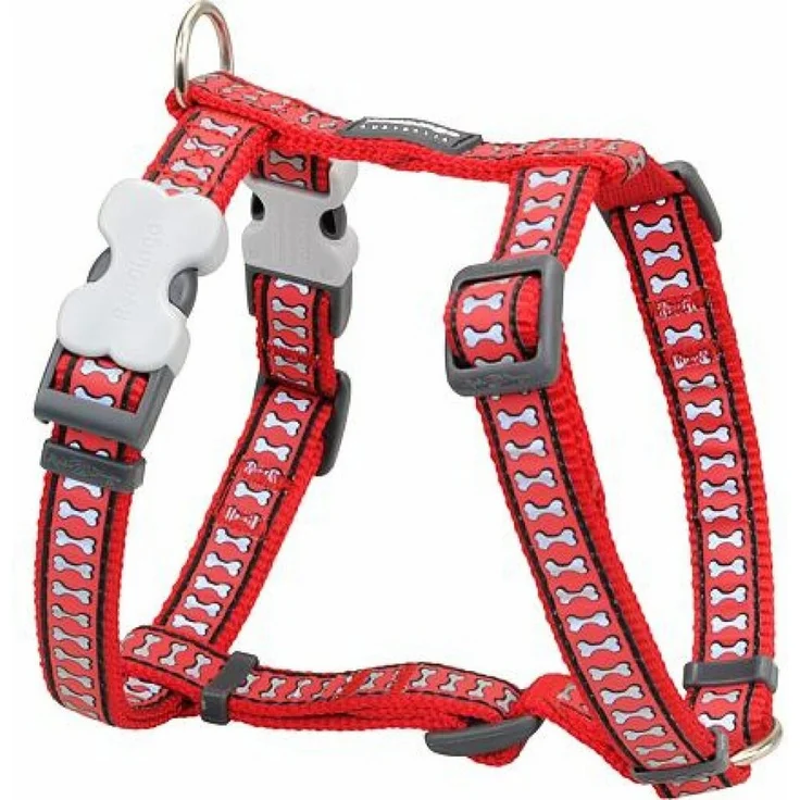 Red Dingo Hunde-Geschirr Rot Knochen, Reflektierend, Halsumfang 37-61 cm – Bild 1