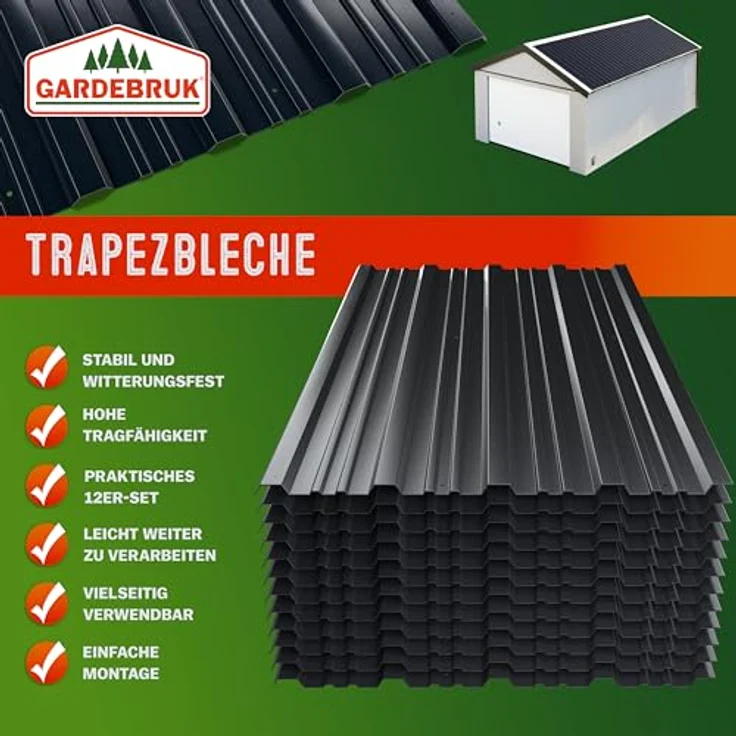 Deuba 12 x Profilblech Trapezblech 129cm x 45cm = 7 m² -Dachblech für Gerätehaus Anthrazit - Preisvergleich – Bild 6