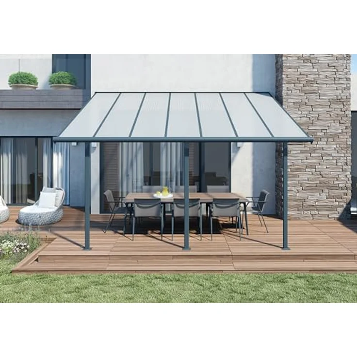 CANOPIA Terrassenüberdachung Alu Sierra 3X4.25 mit Polycarbonat Hohlkammerplatten Pergola 434 x 295 cm in Grau - Selbstmontage, verstellbar, unverwüstliche Paneele – Bild 4
