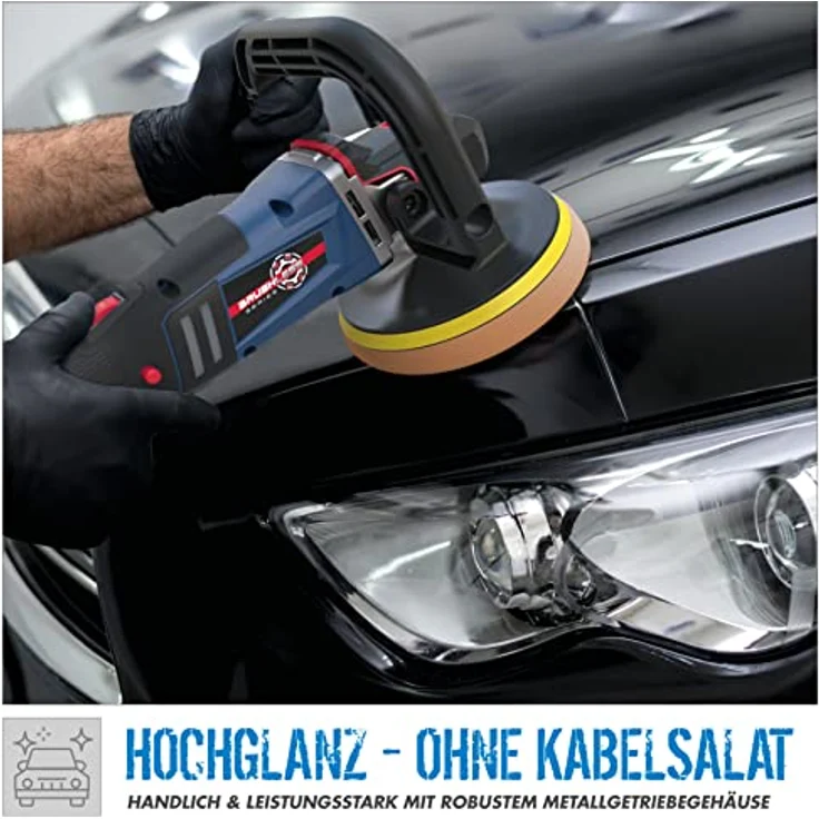 Güde Akku Poliermaschine PM 18-0 BL, Brushless Motor, stufenlos einstellbare Geschwindigkeit, inklusive 3 Polierhauben, Blau/Schwarz, ohne Akku und Ladegerät – Bild 5