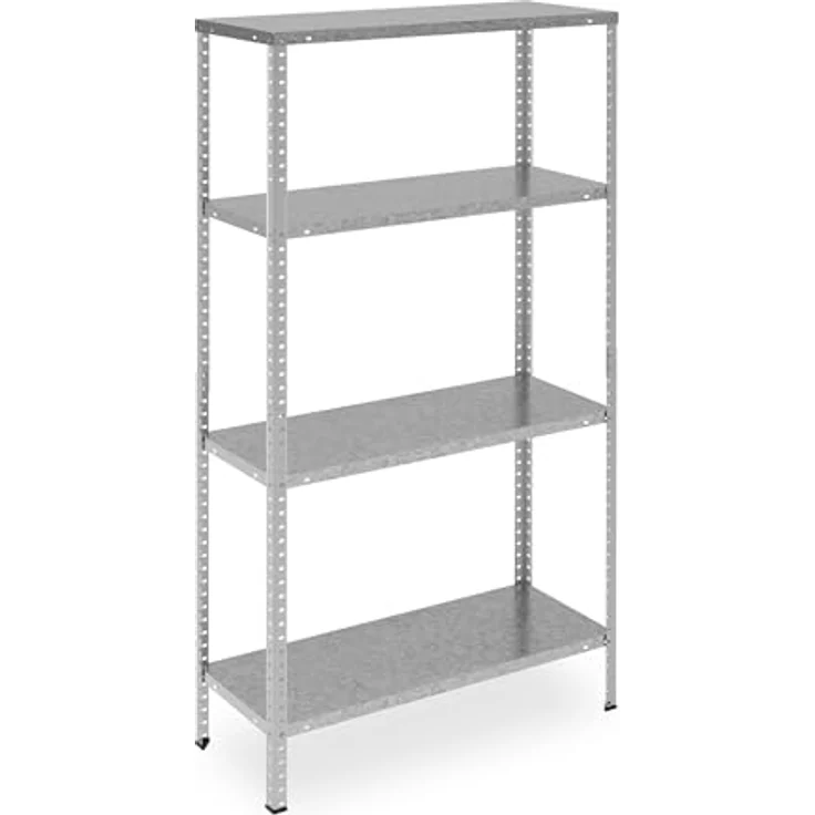 Relaxdays Metallregal verzinkt, 4 Böden, bis 160 kg, Schwerlastregal Stahl, Lagerregal Keller, HBT: 150x75x30 cm, Silber - Preisvergleich – Bild 1
