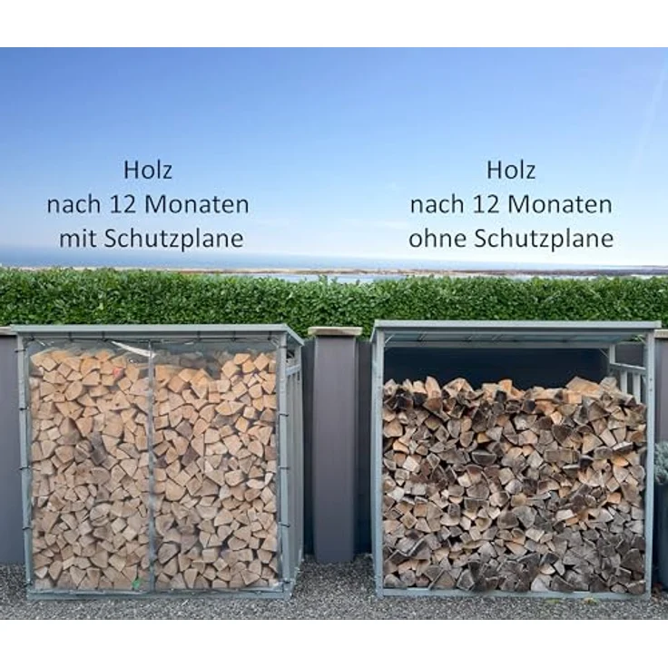 QUICK STAR Wetterschutz Wand 178 x 177 cm, Transparent, wetterfest für Kaminholzregal 185 x 185 cm, 100% PVC mit Reißverschluss – Bild 3