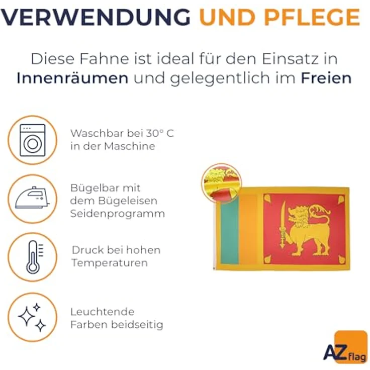 AZ FLAG Sri Lanka Flagge 250x150 cm, Polyester 100D, mit Messing-Ösen, verstärkte Ecken, 300g – Bild 5