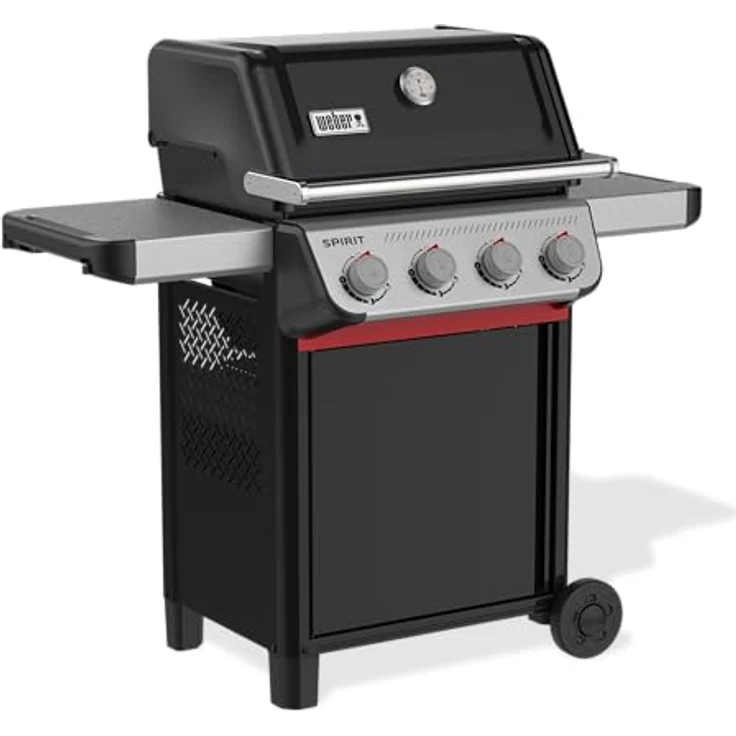 Weber Spirit E-410 Gasgrill, 4 Brenner, 51 x 46cm Grillfläche, Warmhalterost, Deckelthermometer, 2 Räder - Schwarz/Silber (1500886) – Bild 3