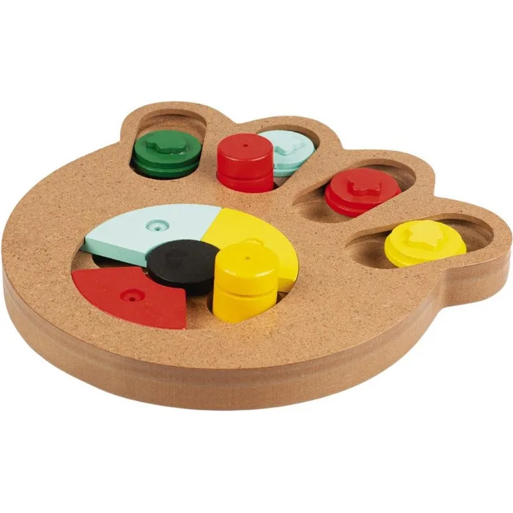 DUVO+ Tier-Intelligenzspielzeug Slide 'n Snack Puzzle - Pfote für Katzen, hölzernes Snackpuzzle, 23,5 x 21 x 2,5 cm, rutschfeste Füße