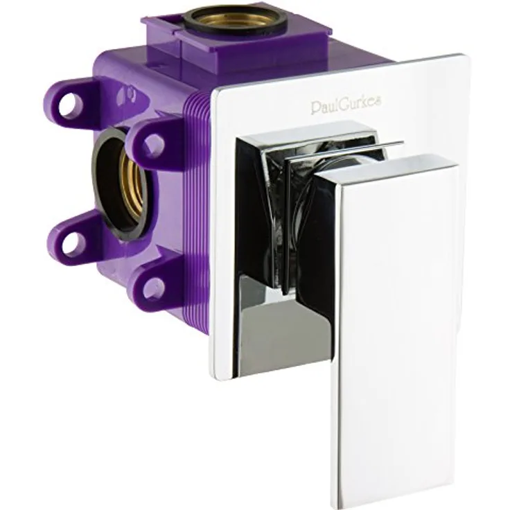 PaulGurkes Unterputz Mischbatterie eckig mit Montagebox Armatur Einhandmischer, Duschinstallation