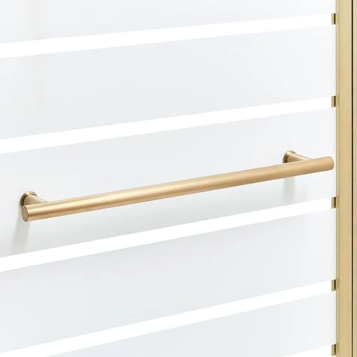 BELIANI Badewannenaufsatz Gold, 2-teilige Duschabtrennung aus Sicherheitsglas mit Schwingtür und Aluminiumprofil, 140 cm hoch, 100 cm breit, modern für Badezimmer – Bild 4
