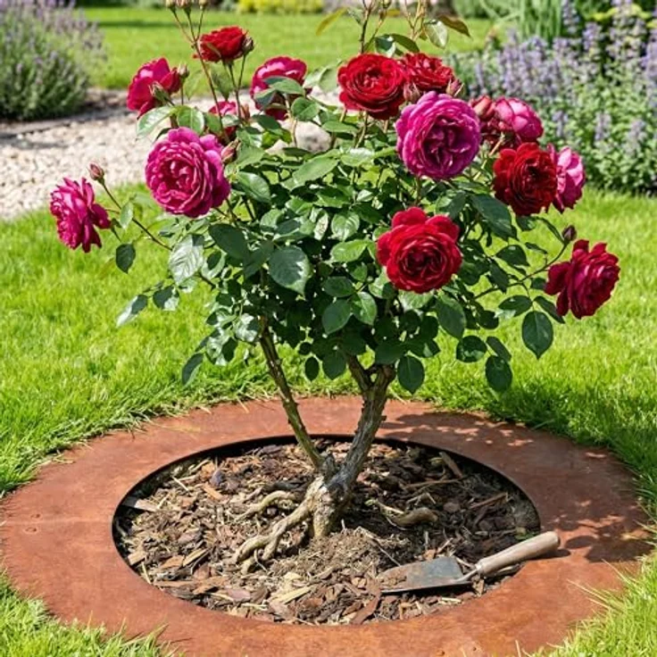 Relaxdays Baumring, Edelrost Baumscheibe, Ø 80 cm Cortenstahl Pflanzring in braun, Mähkante für Bäume und Sträucher – Bild 3