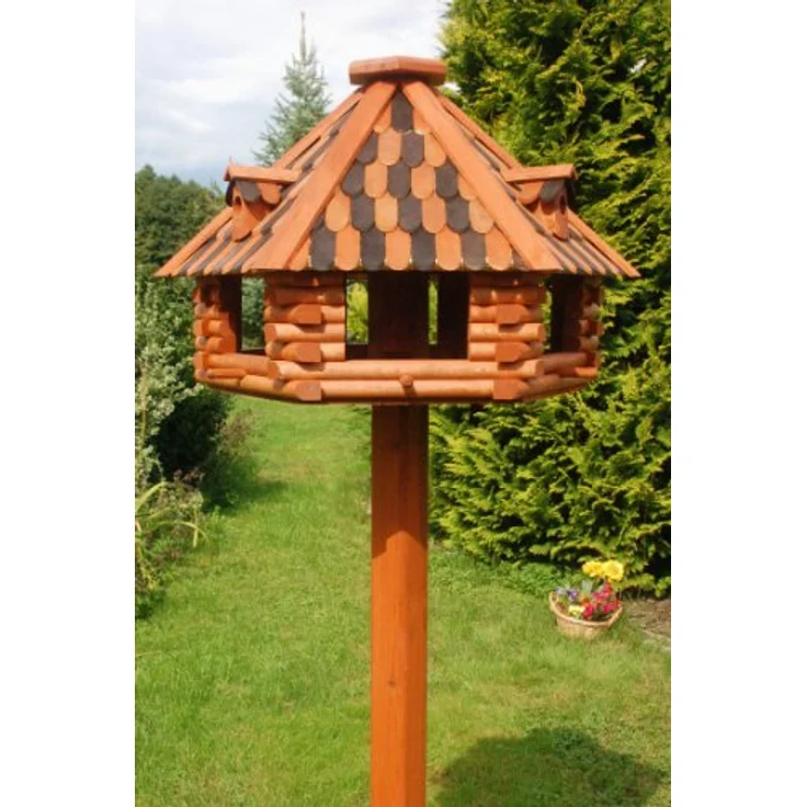 Deko-Shop-Hannusch XXL massives Luxus Vogelhaus mit Ständer + imprägniert, Vogelfutterhaus mit Futtersilo, Silo – Bild 2