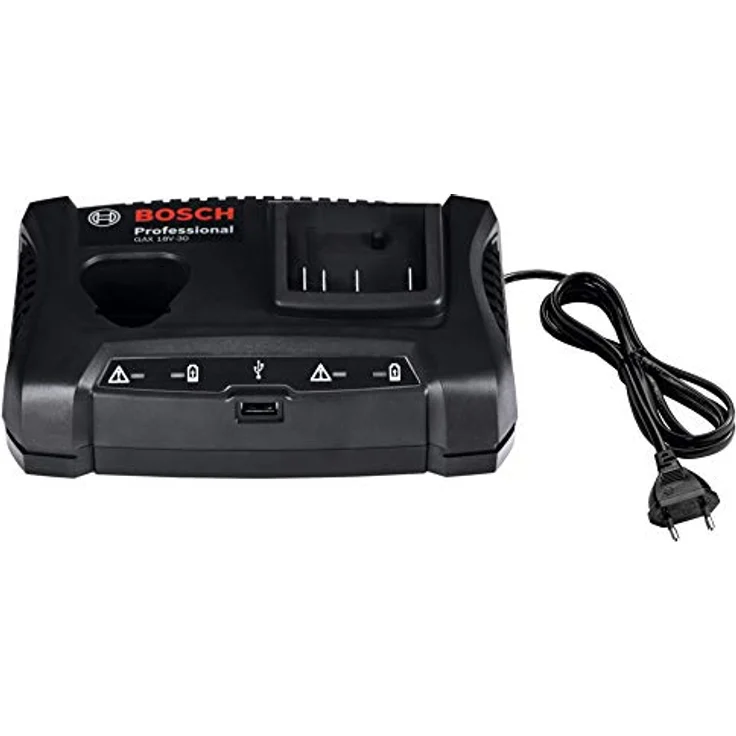Bosch Professional 18V System Ladegerät GAX 18V-30 (je eine Ladebuchse für 12V & 18V Akku, USB Ladebuchse, Wandstativhalterung, im Karton) – Bild 3